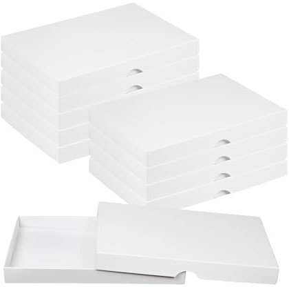 Natürlich verpacken Weiße Faltschachtel 13 x 19 cm, Füllhöhe 20 mm, mit Deckel, Pappe, Karton für Fotos und Geschenke - 10er Set
