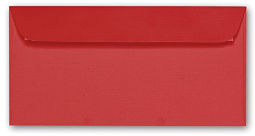 ARTOZ 1000x Briefumschläge DIN Lang Rot 100 g/m² selbstklebend - DL 224x114 mm - Kuvert ohne Fenster - Umschläge mit Haftklebung Abziehstreifen