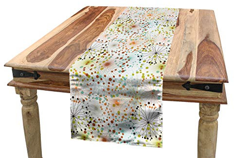 ABAKUHAUS Abstrakt Tischläufer, Linien mit vibrierendem Dot, Esszimmer Küche Rechteckiger Dekorativer Tischläufer, 40 x 180 cm, Grün Weiß