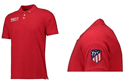 Atletico de Madrid Polo Rojo - 1903 Blanco con Escudo Nuevo en la Manga Izquierda - Producto Original (S)