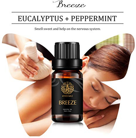 100% reiner Breeze Ätherisches Öl für Diffusoren, Aromatherapie Breeze Ätherisches Öl, 10ml Therapeutic Grade Breeze Ätherisches Öl -für Luftbefeuchter - Zitrone,Pfefferminze,Eukalyptus Duftmischungen