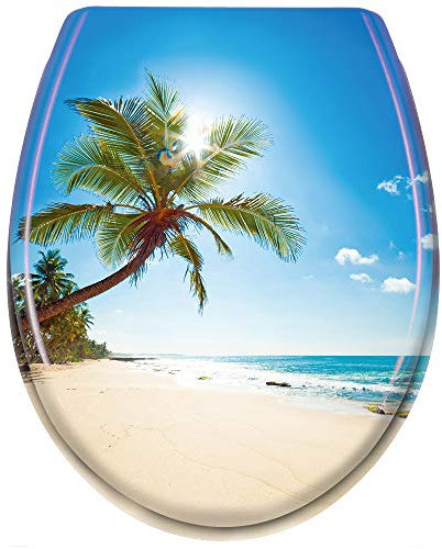LARS360 Toilettendeckel WC Sitz mit Absenkautomatik aus Duroplast und Edelstahl, Antistatisch Antibakteriell Leicht zu Reinigen Abnehmbar Für Meisten Klodeckel Hänge WC, 45 x 38cm (Strand)