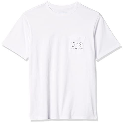 vineyard vines Herren Kurzärmeliges Vintage Wal Pocket T-Shirt, Weiße Kappe, XX-Large