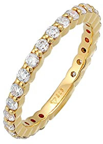 Elli Ring Damen Band Memoire Funkelnd mit Zirkonia Kristallen in 925 Sterling Silber