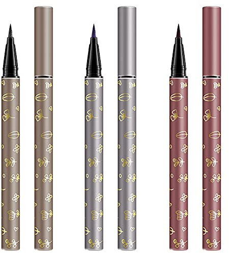 Vtrem Professional Makeup Color Eyeliner – Wasserfester Kajalstift mit weicher Spitze, Pinselstift & Farbe Beere+Lila+Braun 3 Farben