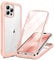 Miracase Compatible with iPhone 13 Pro Case 6.1inch, [Glass Screen Protector] Full Body Rubber Bumper Case Cover (Sand Pink)