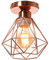 TOKIUS Retro Deckenlampe 16CM Vintage Deckenleuchte im Industrial Design Geometrisch Lampenschirm E27 Lampe aus Eisen Käfig Pendelleuchte Roségold (1 Stück)