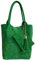 Modarno Borsa shopper da donna in vera pelle scamosciata, con custodia per gioielli dello stesso colore - Borsa a mano - Borsa a spalla (Verde Smeraldo)