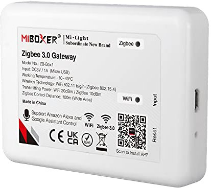 LGIDTECH ZB-Box3 ZigBee 3.0 Gateway for smartphone Application [Miboxer Smart] control ZigBee LED bulb, LED Strip controller. Compatible con Alexa, Google Home Assistant Voice control