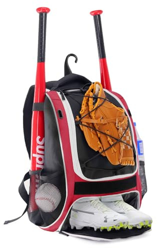 WOLT Baseball-Tasche für Jugendliche: Schläger-Rucksack für Baseball, T-Ball & Softball-Ausrüstung & Ausrüstung, Schläger- und Handschuhhalter, großes Hauptfach für Helm und Zubehör, separates