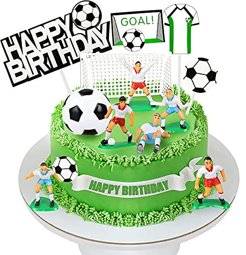 Tortendeko Fussball, Tortenaufleger Fussball Deko Kinder Torte Kuchendeko Fussball Geburtstag, Fussball Torten Deko Figuren Cake Topper für Junge Geburtstag Party