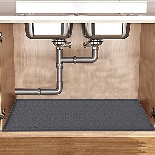 Alfombrilla de Silicona Impermeable para Debajo del Fregadero, para cajones de Cocina, Bandeja Debajo del Fregadero para Goteo, Fugas, derrames, Flexible, Antideslizante, fácil de Limpiar, 35 x 22