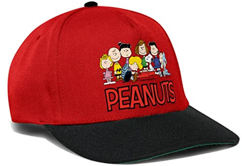Spreadshirt Peanuts Snoopy Und Seine Freunde Logo Snapback Cap, One Size, Rot/Schwarz