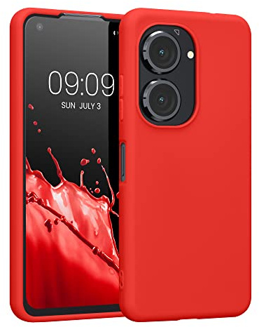 kwmobile Hülle für ASUS Zenfone 10 / Zenfone 9 TPU Case - Handyhülle unterstützt kabelloses Laden, Flexible Schutzhülle, gummiertes Cover in Rot