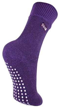 THMO Kids Thermal Socks for Winter Warm Fluffy Fleece Inner Socks for Boys & Girls (7-10 Years, Purple)