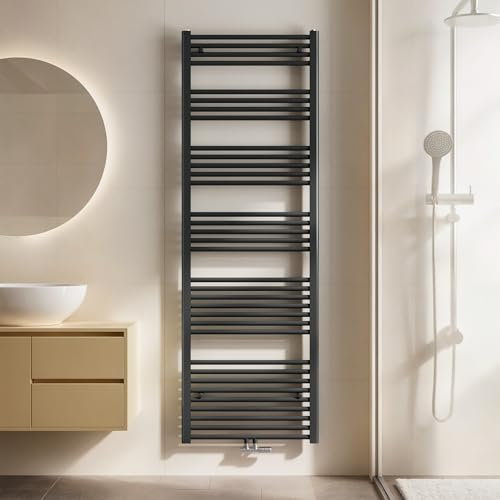 EMKE Badheizkörper Handtuchhalter Anthrazit 180 x 60 cm, Handtuchheizkörper Mittelanschluss Handtuchtrockner Handtuchwärmer Heizkörper Bad Handtuchheizung 860 Watt