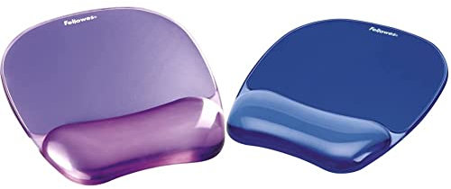 Fellowes Tapis de Souris Repose Poignet Crystal Gel Ergonomique, en Gel Transparent Violet, 9144104