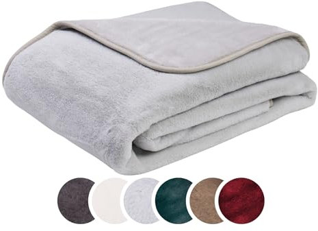 liebling Kuscheldecke Merino-Touch, Wohndecke Ultra flauschig als Sofaüberwurf oder Wendedecke, waschbar, 150 x 200 cm, Silber