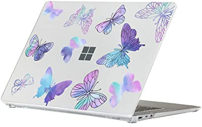 Se7enline Compatible with Microsoft Surface Laptop 5/4/3/2 Case 13.5 inch for 2022 2021 Surface Laptop 1769/1867/1958/1950 Alcantara Material Cover,Purple Butterfly