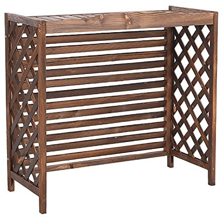 Support De Climatiseur en Bois, Cache Climatiseur Extérieur, Bois Massif Couverture De Climatiseur, Caché Étagère À Fleurs pour Climatiseur Et Pompe À Chaleur, Protection Solaire ( Size : 120*57*100cm