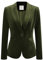 Allegra K Women's Velvet Blazer Solid Color Long Sleeve Notched Lapel Single Breasted Suit Jackets Olive Green L