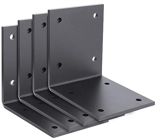 Heavy Duty Steel Corner Brackets - 5 x 3 L Shelf Brackets, Thickness 7/32, 90 Degree Countertop Support Fireplace Mantel Brackets