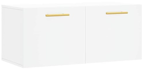 vidaXL Wandschrank, Hängeschrank mit viel Stauraum, Wandmontage Badschrank Medizinschrank, Aufbewahrungsschrank für Wohnzimmer, Weiß Holzwerkstoff