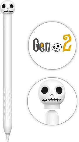 NIUTRENDZ Cute Cow Case for Apple Pencil 2nd Generation Case Silicone Protective Cover Sleeve Skin Accessories【Magnetic Charging & Double Tap】 (Apple Pencil 2nd Generation, Skull)