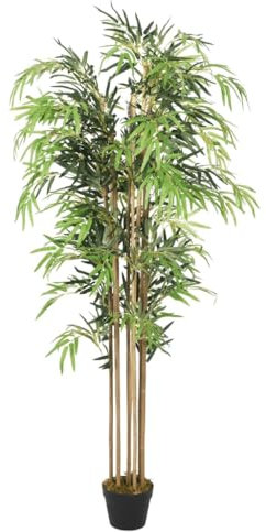 vidaXL Bambou Artificiel 500 Feuilles, Arbre avec Pot en Plastique, Fausse Plante, Decoration d'Entrée Salon Bureau Jardin Patio, 80 cm Vert