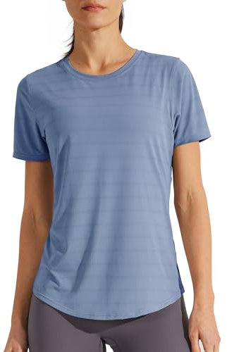 Libin Sportshirt Damen Kurzärm, Leichtes Atmungsaktiv Sport Shirts for Damen, Workout, Fitnessstudio, Laufen Tops, Quck Dry Rundhalsausschnitt Yoga-Shirts Locker, 01-blau, L