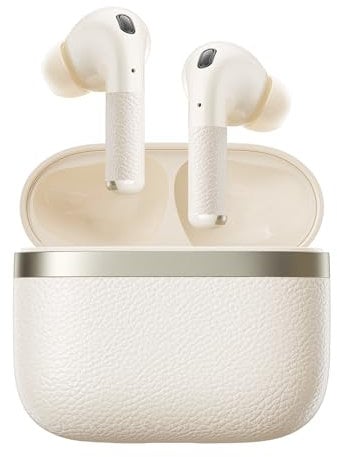 Edifier W260NC Auriculares con Cancelación de Ruido Activa de 45dB, Audio Inalámbrico Hi-Res con LDAC, AAC, 6 Mics con IA para Llamadas Nítidas, Doble Driver Dinámico, IP54, Bluetooth 5.3, Marfil