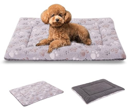 BVAGSS Orthopädisches Hundebett, Waschbar Hundekissen flauschig Hundematte, Umkehrbar Weiche und Warme Hundematte für klein mittel große Hunde XH079 (76x50x4cm,Grey Paw)