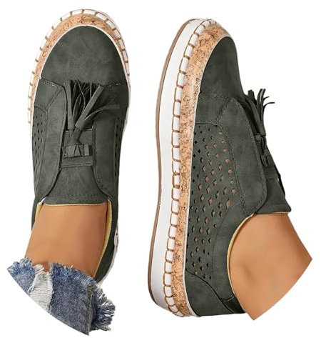 pxjsdwe Orthopädische Schuhe Damen Leicht Plateau Sneaker Weiss Mesh Atmungsaktiv Freizeitschuhe Sportschuhe Quasten Mode Bequeme Loafer Sommerschuhe Breite Füße rutschfest Turnschuhe Barfußschuhe