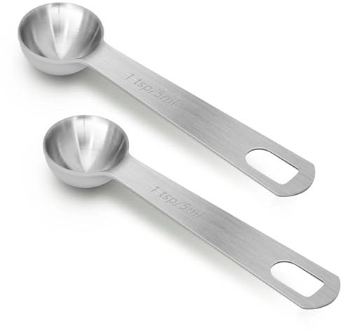 2 PCS 1 Teaspoon(5 mL | 5 cc | 1 Tsp | 1/3 Tablespoon) Stainless Steel Single Measuring Spoon, Easy to Use and Easy to Wash Metal Measuring Spoons Kitchen Gadgets for Cooking & Baking