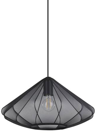 EGLO Hängelampe Dolwen, Pendelleuchte über Esstisch, Esszimmerlampe Japanisch, Stoff Lampenschirm und Metall in Schwarz, E27 Fassung, Ø 42,5 cm