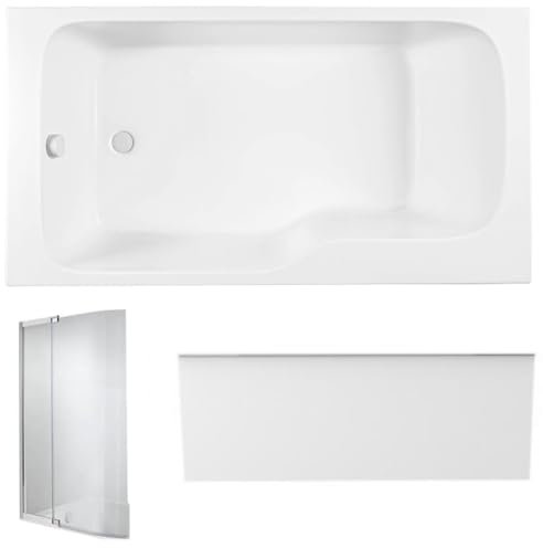 Pack baignoire bain douche 160 x 85 JACOB DELAFON Malice version gauche + tablier en niche + pare bain
