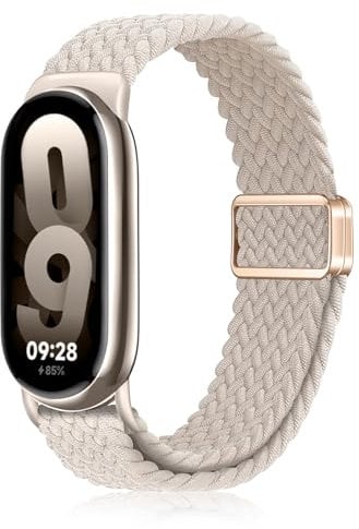 YealRed Nylon Armband für Xiaomi Mi Band 10/9 / 8, Magnetische Schnalle Ersatzbänder, Geflochtenes Ersatzband Uhrenarmband Kompatibel mit Xiaomi Smart Band 8/9 / 10 (Sternenlicht)