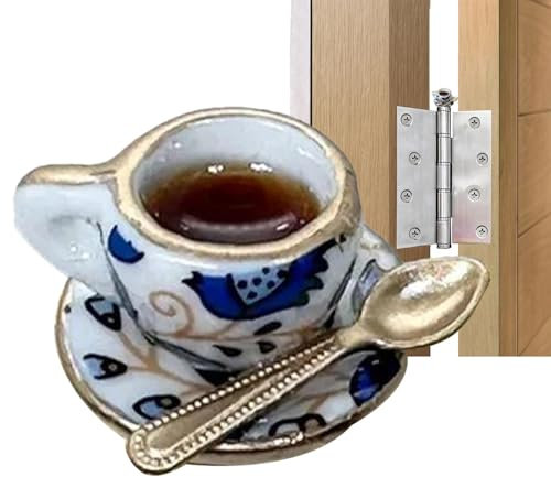 Hinge Head Decoration - Vintage Teacup and Teaspoon Door Topper | Cabinets Cup Art Door Topper Decoration, Creative Hinge Head Home Decor for Indoor Outdoor