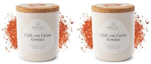 POTLUCK | Chili con Carne Gewürz | Gewürzmischung im Keramiktopf | 80g | Vegan, glutenfrei und mit natürlichen Inhaltsstoffen (Packung mit 2)