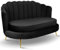 mg design Sofa 2 Sitzer schwarz 150 cm - mit weicher Füllung, gesteppter Rückenlehne, mit goldenen Beinen, in Veloursstoff - Couch für Wohnzimmer, Gästezimmer, Wohnzimmer Möbel