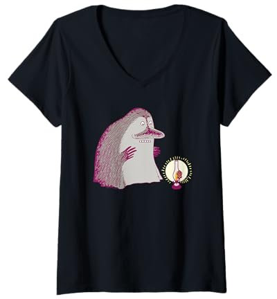 Damen Mumin The Groke Grusel-Lampe T-Shirt mit V-Ausschnitt