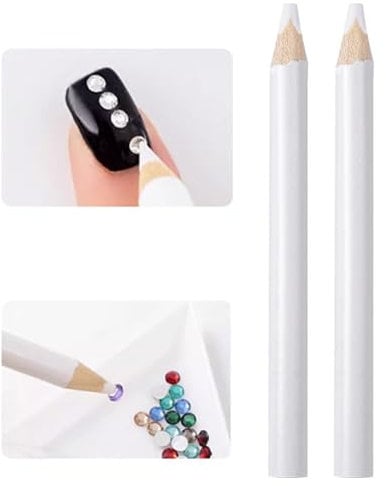 2 Pieces White Nail Pencil Nail Whitening Pencils French Art Manicure Pen DIY Dot Line Pattern Nail Art Supplies