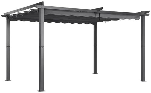 Angel Living Pérgola de Aluminio de 3 x 4 m con Techo retráctil para Exteriores, Patio, jardín y Barbacoa Gris
