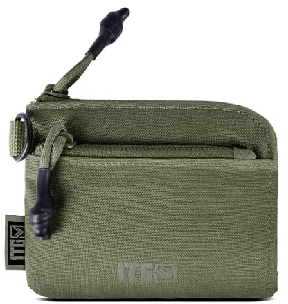 1TG Tactical Portamonete, Portafoglio minimalista in NYLON 500D, Portamonete per il cambio, Porta carte d'identità, Pochette per soldi, Borsa tattica con cerniera YKK-Ranger Verde