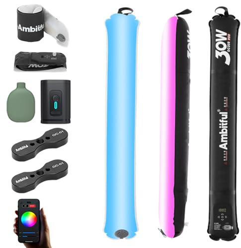 Ambitful GC30R 30W RGB Vollfarbe aufblasbares Rohrlicht 2500K-10000K Handheld LED Licht,CRI 95+,TLCI 96+ für Unterstützung Magnetsaug, wasserdichte Lichtstange LED Beleuchtungsstab (2 Licht-Set)