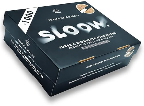 SLOOW Box mit 1000 Zigarettenhülsen, Erhaltung des Geschmacks, optimale Filtration und Ziehen, europäische Herstellung, Premium-Qualität, kompatibel mit allen Zigarettenstopfmaschinen, 41682022