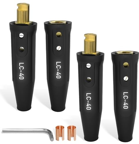 AWLOLWA LC-40 PRO Series Welding Cable Connectors Set (4-Pack) (Black)