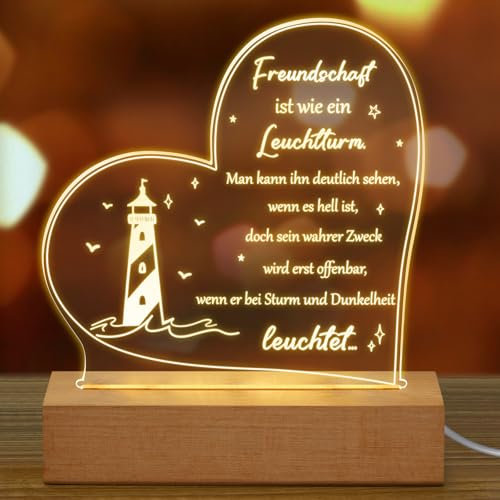 Fiada Beste Freundin Geschenke für Frauen LED Lampe Acryl Nachtlicht Inspirierende Danke Geschenke Abschiedsgeschenk Abschluss Freundin Geburtstag Freundschaft (Freundschaft)