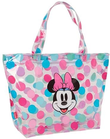 safta Minnie Mouse Beach Einkaufstasche für Damen, Shopping-Tasche, bequem und vielseitig, Qualität und Widerstandsfähigkeit, 54 x 17 x 35 cm, Mehrfarbig/Transparent, M, Casual