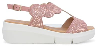Melluso Sandali Casual Chic con Strass e Zeppa Platform 38 / Rosa